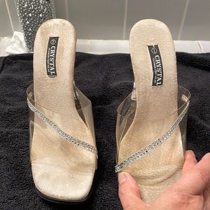 Clear Vinyl Heels Size 7.  Wore once for my wedding